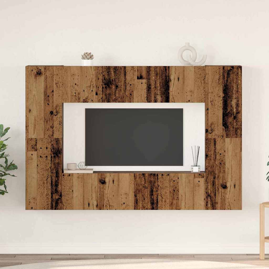 Set comodă TV 8 pcs Lemn vechi 60 x 30 x 30 cm Lemn compozit GartenMobel Dekor