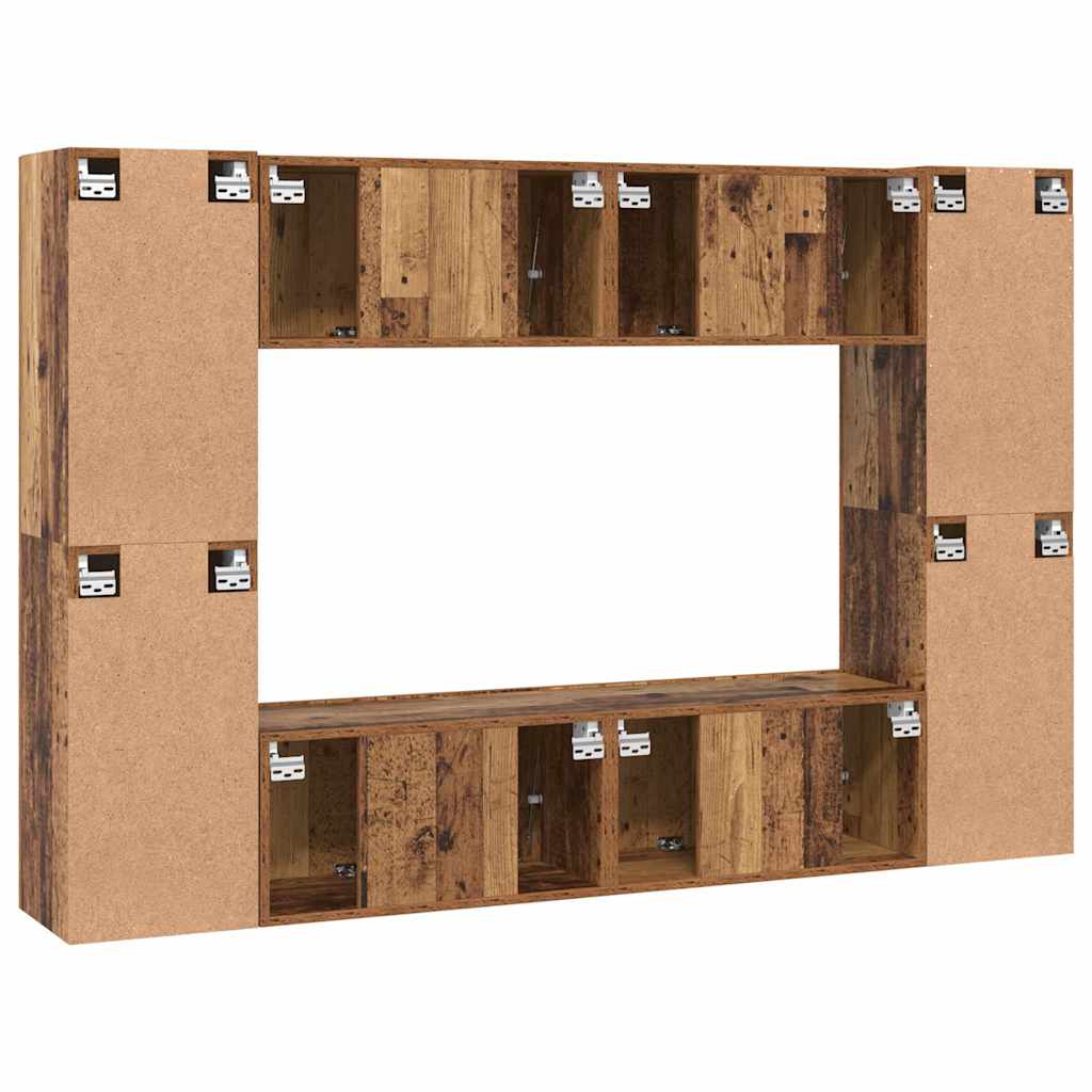 Set comodă TV 8 pcs Lemn vechi 60 x 30 x 30 cm Lemn compozit GartenMobel Dekor