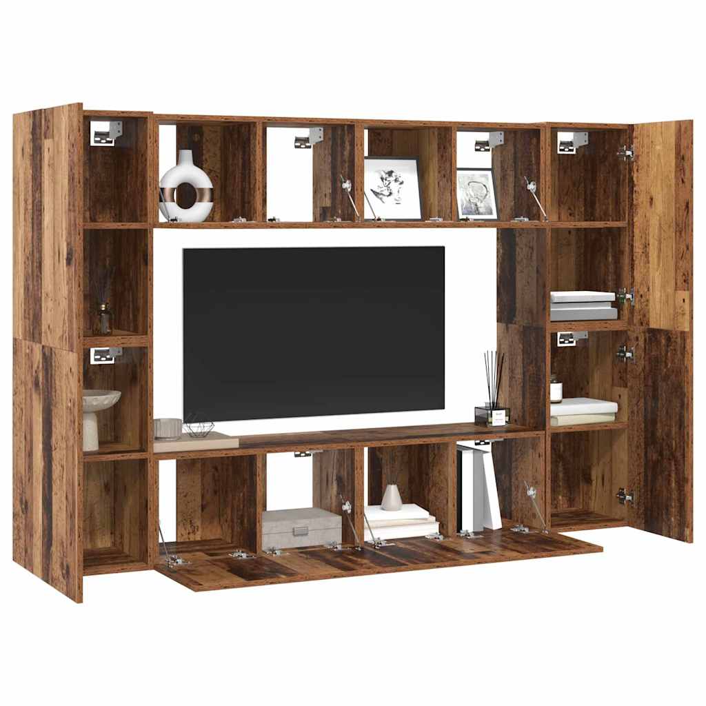 Set comodă TV 8 pcs Lemn vechi 60 x 30 x 30 cm Lemn compozit GartenMobel Dekor