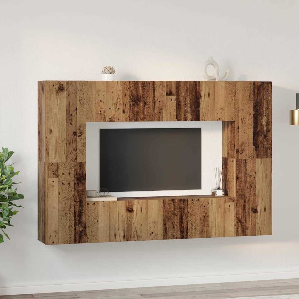 Set comodă TV 8 pcs Lemn vechi 60 x 30 x 30 cm Lemn compozit GartenMobel Dekor