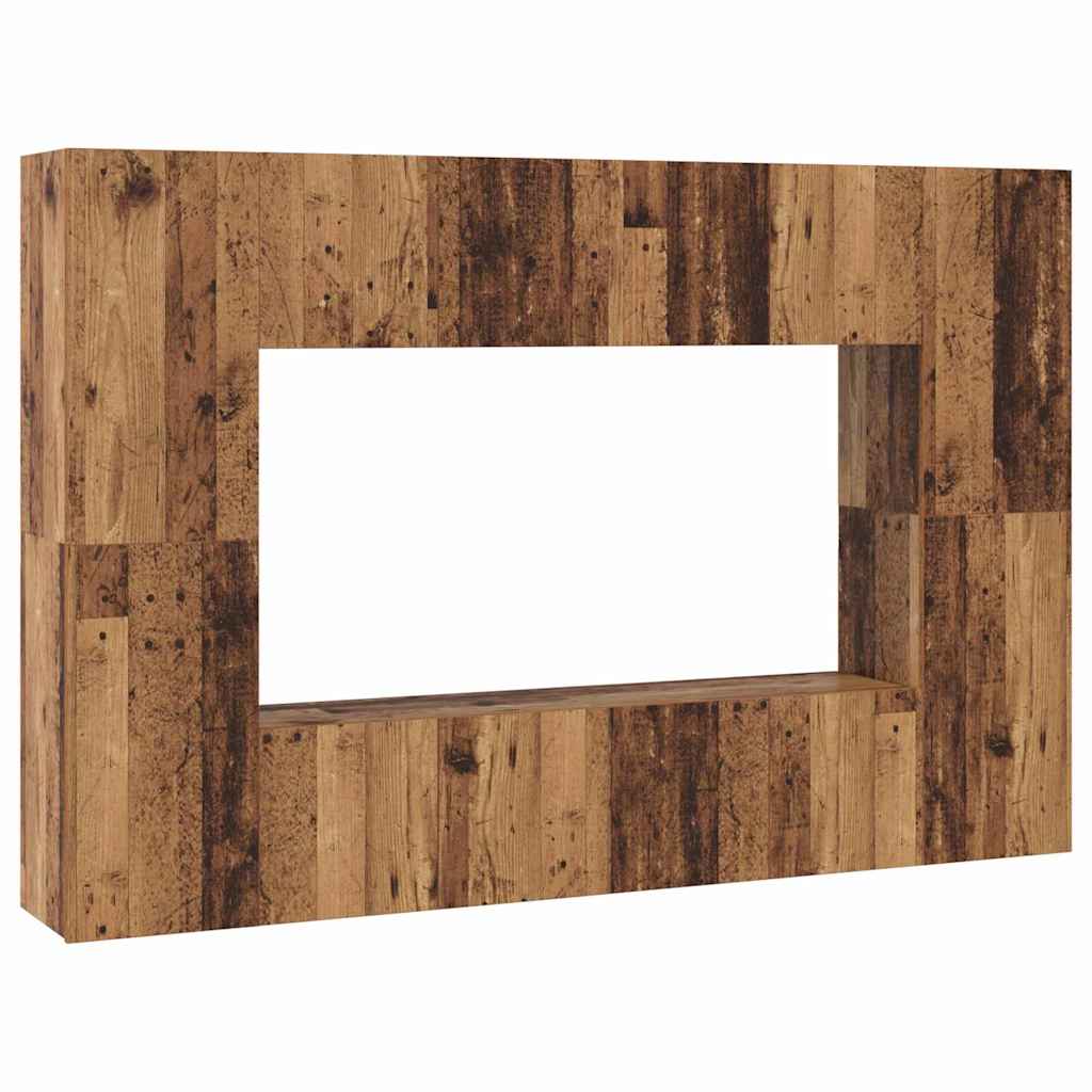 Set comodă TV 8 pcs Lemn vechi 60 x 30 x 30 cm Lemn compozit GartenMobel Dekor