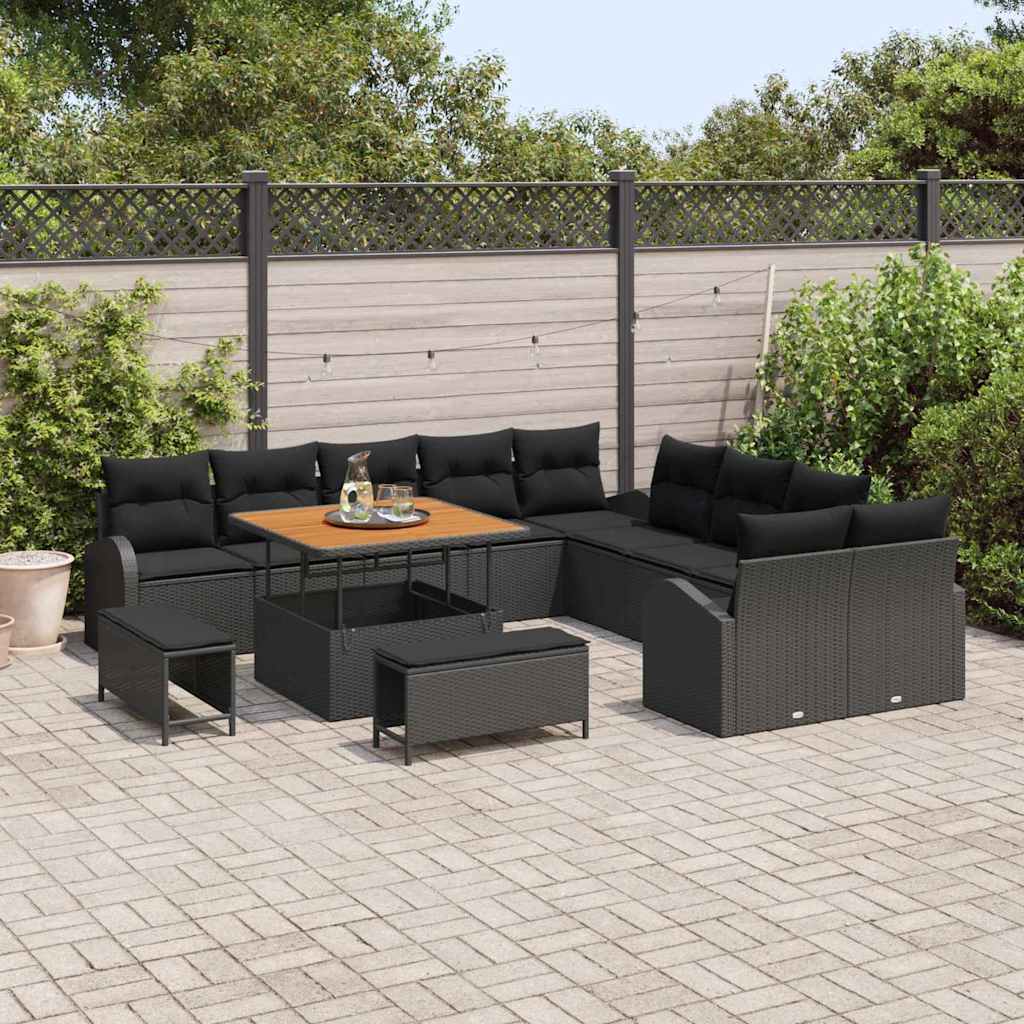 Set de canapele pentru grădină 13 pcs Negru 100 x 100 x 71 cm GartenMobel Dekor