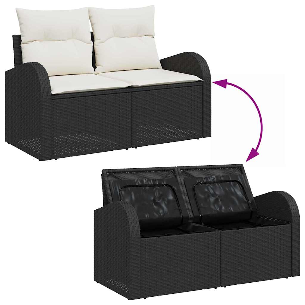 Set de canapele pentru grădină cu pernă 9 pcs Negru și Crem GartenMobel Dekor