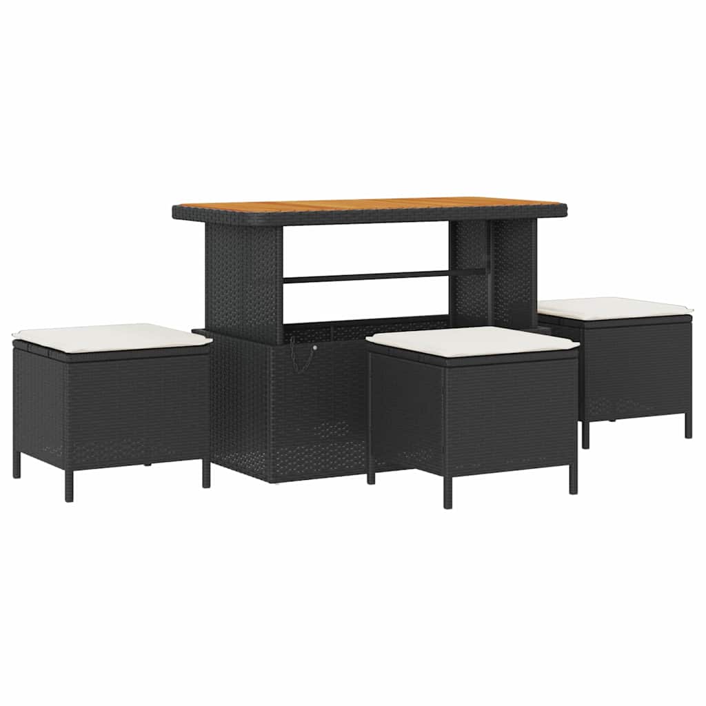 Set de canapele pentru grădină cu pernă 9 pcs Negru și Crem GartenMobel Dekor