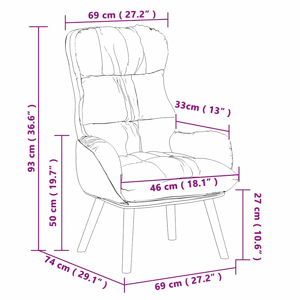 Fotoliu de relaxare Alb 69 x 74 x 93 cm Piele artificială GartenMobel Dekor