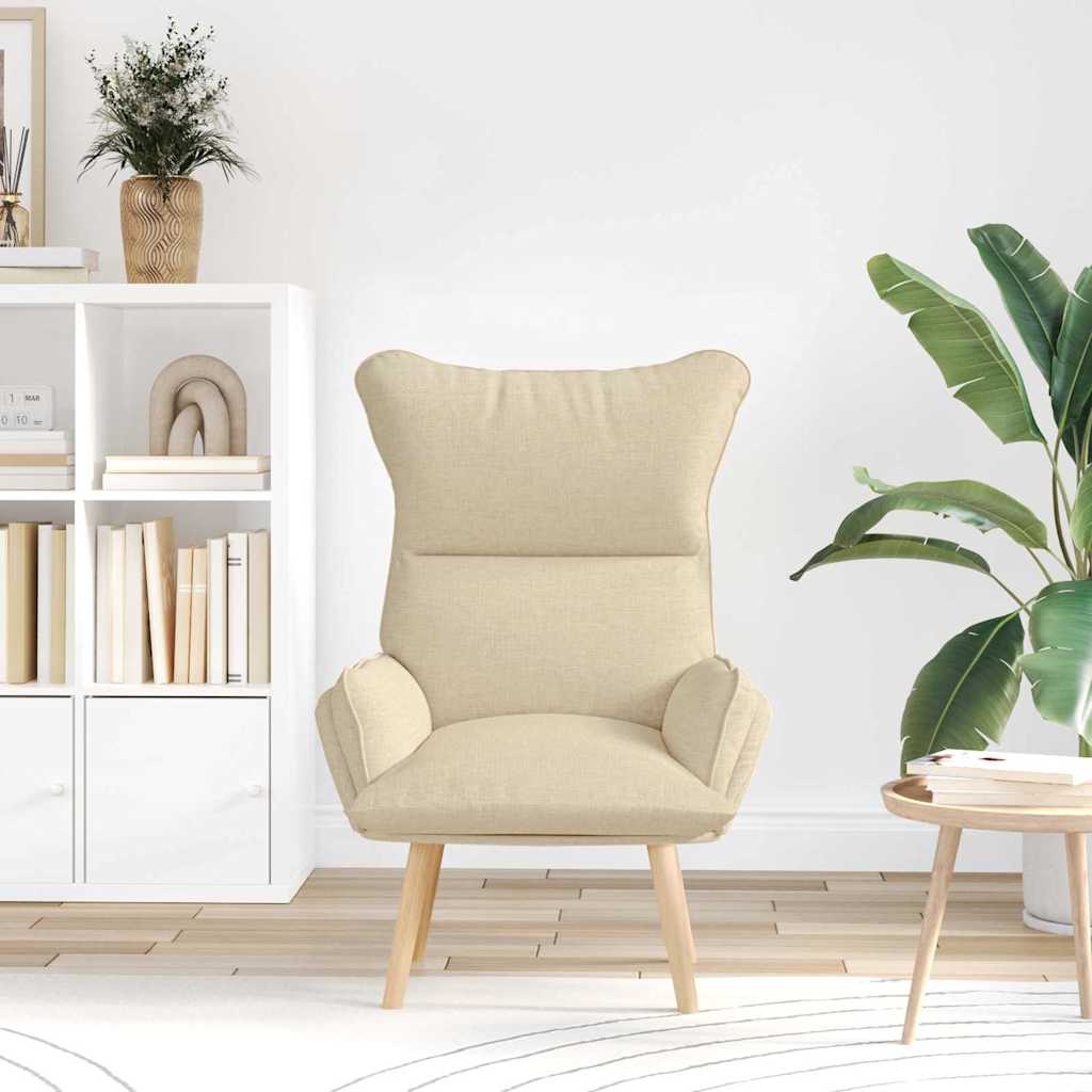 Fotoliu de relaxare Crem 69 x 74 x 93 cm țesătură GartenMobel Dekor
