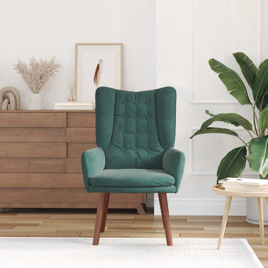 Fotoliu de relaxare Verde închis 63 x 67 x 94 cm Catifea GartenMobel Dekor