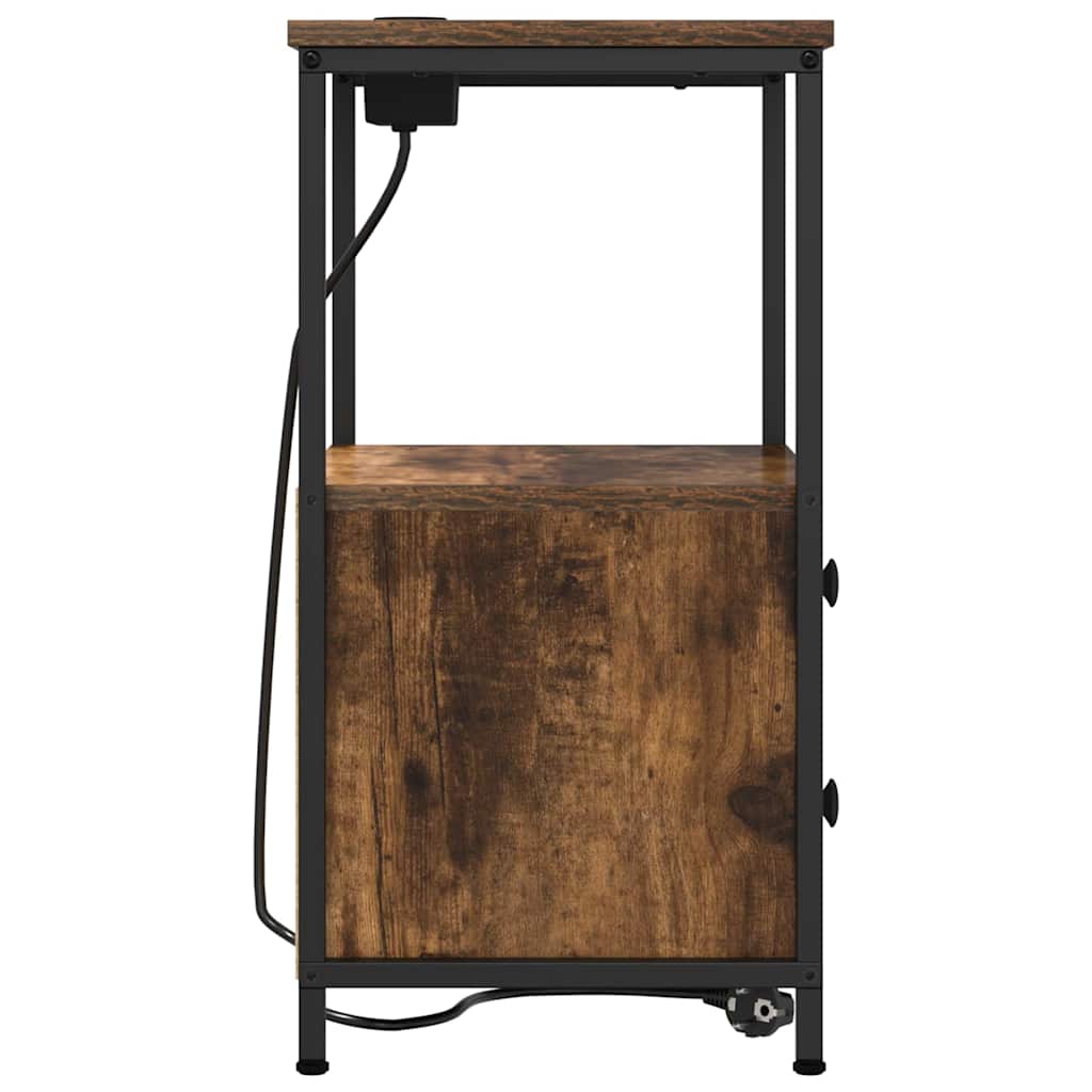 Cabinet de noptiere cu stație de încărcare 2 pcs Stejar afumat GartenMobel Dekor