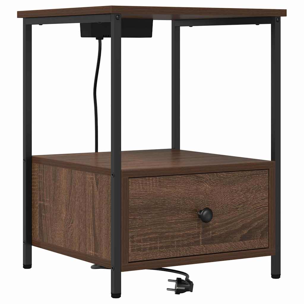Cabinet de noptiere cu stație de încărcare 2 pcs Stejar brun GartenMobel Dekor