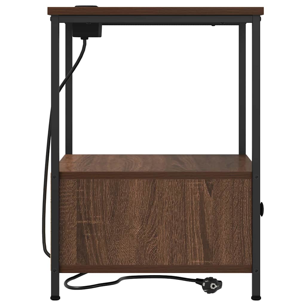 Cabinet de noptiere cu stație de încărcare 2 pcs Stejar brun GartenMobel Dekor