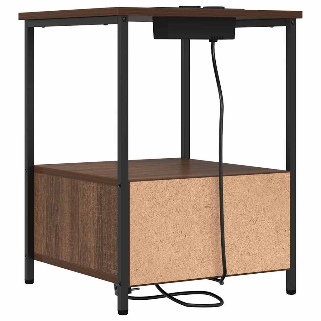 Cabinet de noptiere cu stație de încărcare 2 pcs Stejar brun GartenMobel Dekor