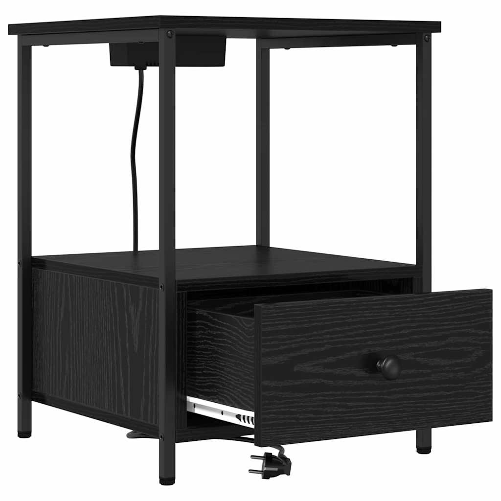 Cabinet de noptiere cu stație de încărcare 2 pcs Stejar negru GartenMobel Dekor