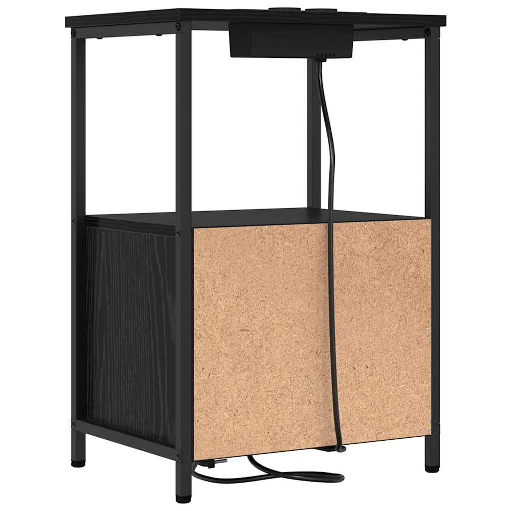Cabinet de noptiere cu stație de încărcare 2 pcs Stejar negru GartenMobel Dekor