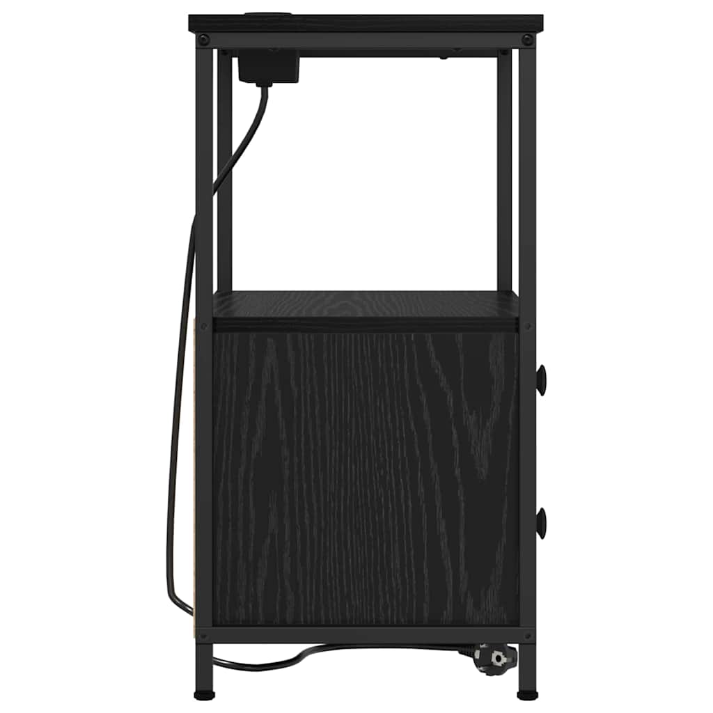 Cabinet de noptiere cu stație de încărcare 2 pcs Stejar negru GartenMobel Dekor