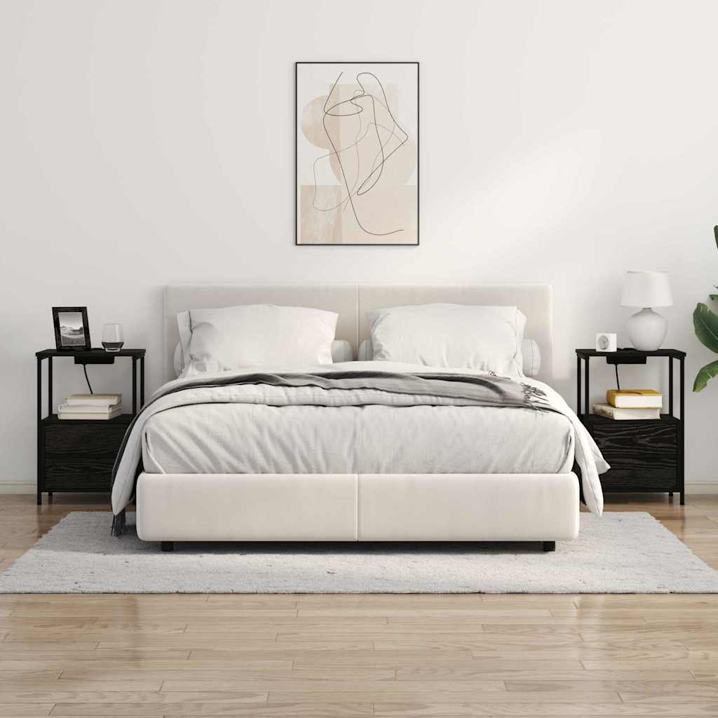 Cabinet de noptiere cu stație de încărcare 2 pcs Stejar negru GartenMobel Dekor