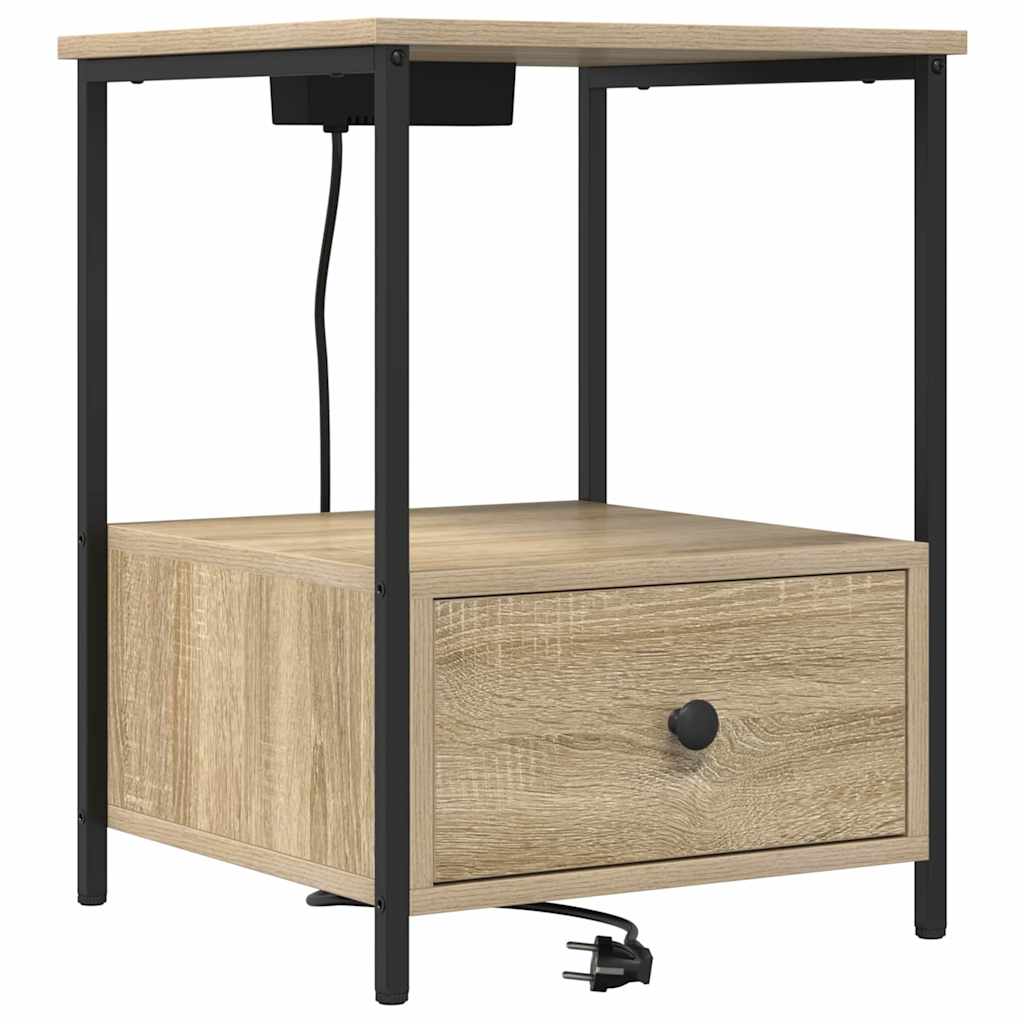 Cabinet de noptiere cu stație de încărcare 2 pcs Stejar sonoma GartenMobel Dekor