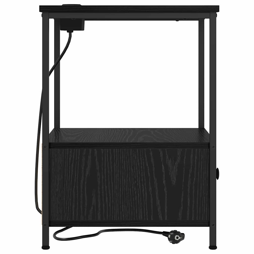 Cabinet de noptiere cu stație de încărcare Stejar negru GartenMobel Dekor