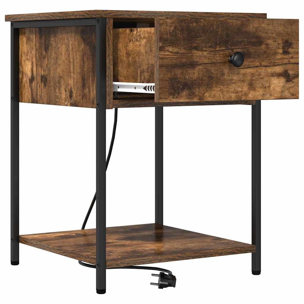 Dulap de noapte Stejar afumat 42 x 41 x 56 cm Lemn compozit GartenMobel Dekor