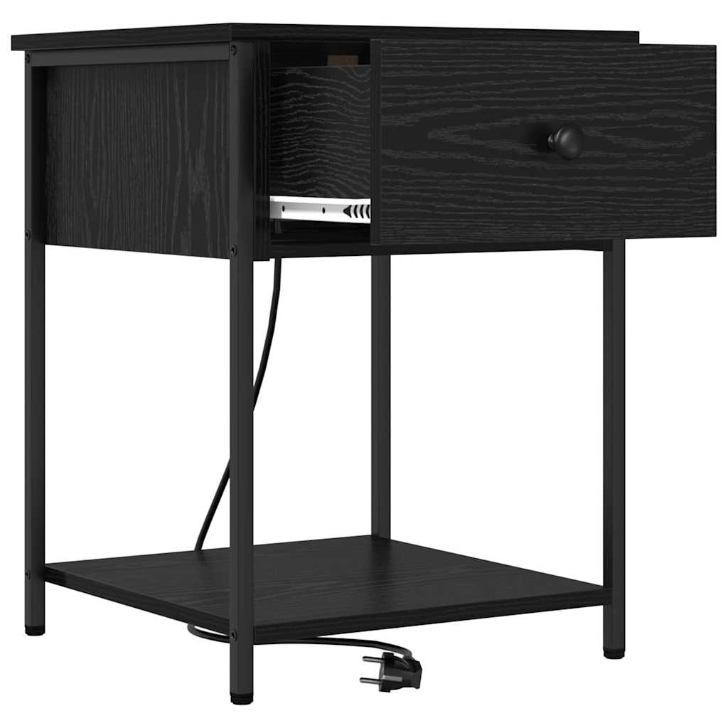 Dulap de noapte Stejar negru 42 x 41 x 56 cm Lemn compozit GartenMobel Dekor