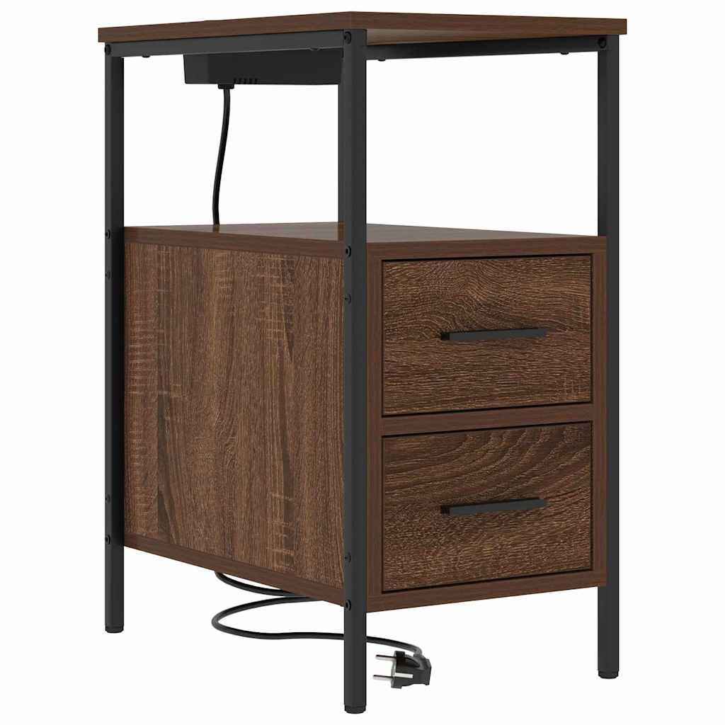 Noptieră 2 pcs Stejar brun 30 x 48 x 61 cm Lemn compozit GartenMobel Dekor