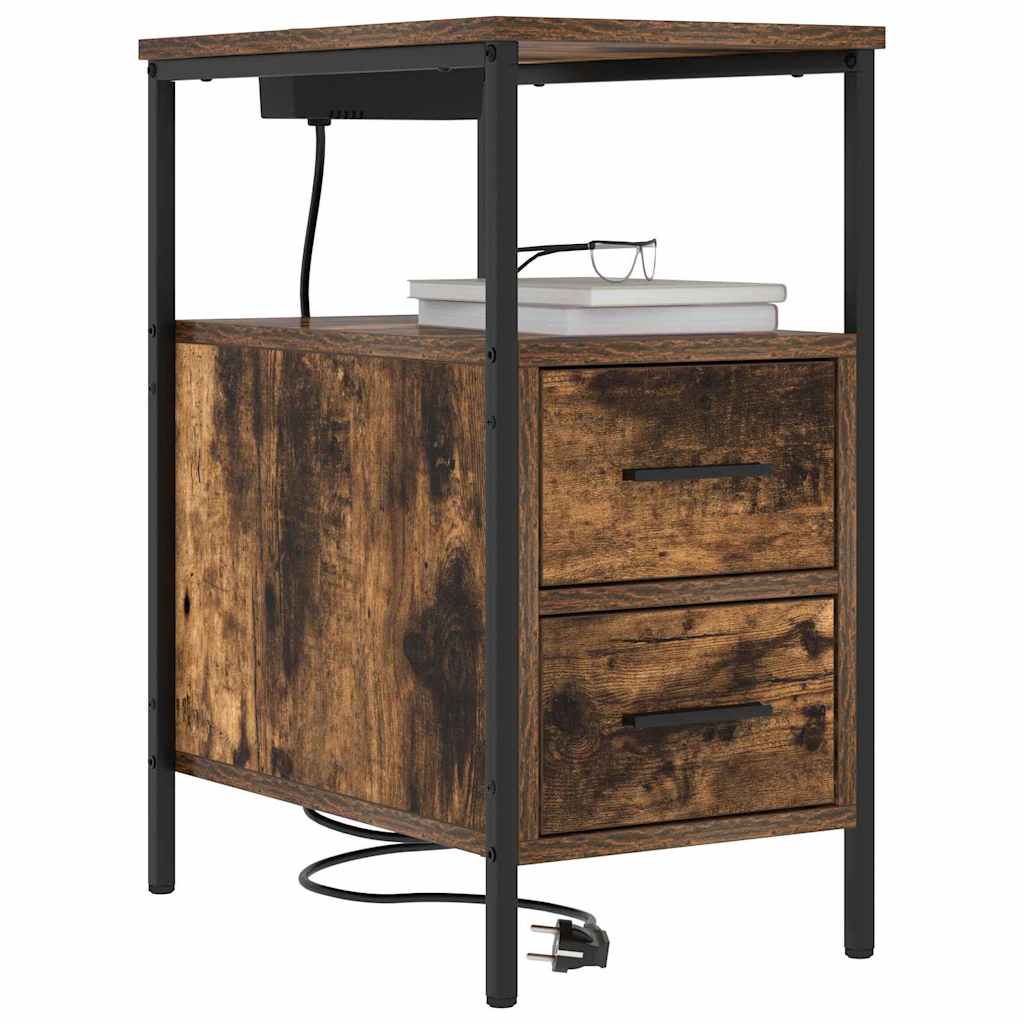 Noptieră cu sertar Stejar afumat 30 x 48 x 61 cm Lemn compozit GartenMobel Dekor