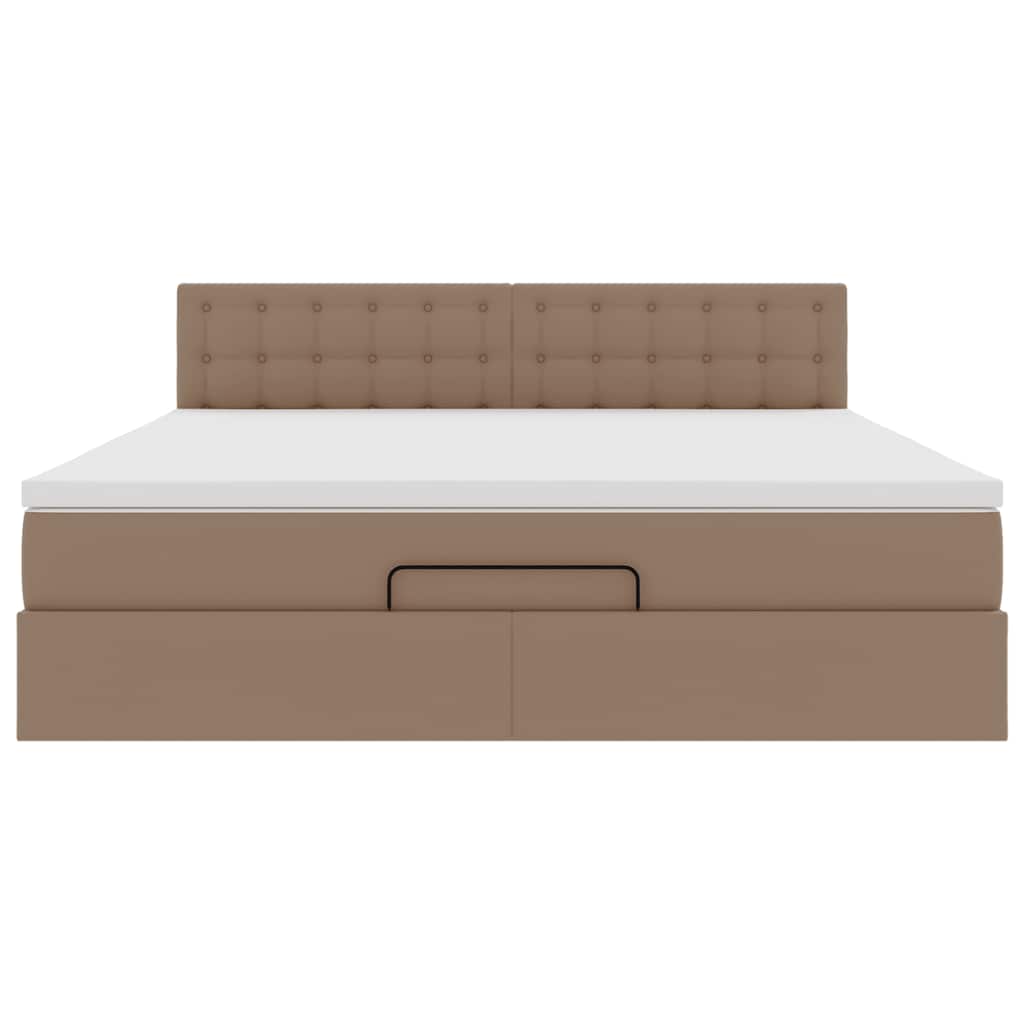 Cadru de pat otoman cu saltea Cappucino piele artificială GartenMobel Dekor