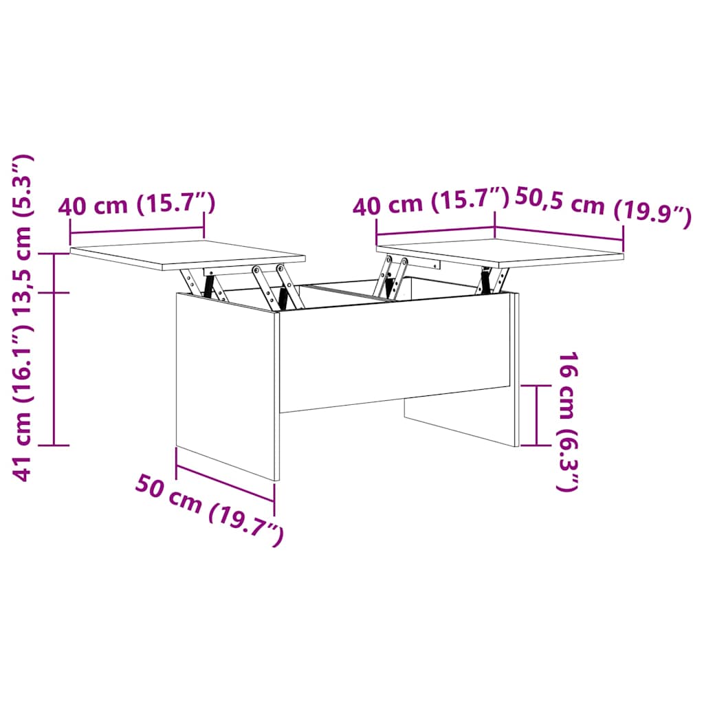 Masă de cafea Lemn vechi 80 x 50.5 x 42.5 cm Lemn compozit GartenMobel Dekor