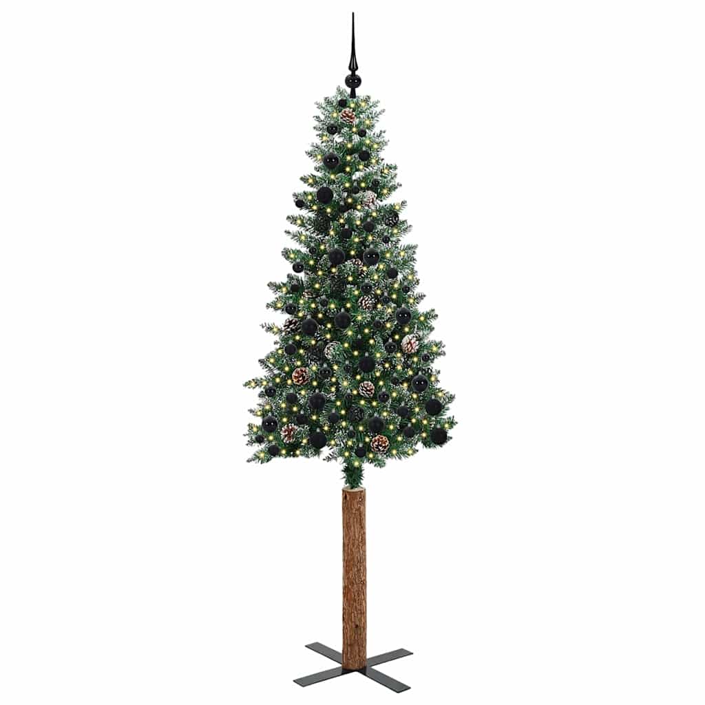 Brad de Crăciun subțire cu 300 LED Verde și alb 210 cm GartenMobel Dekor