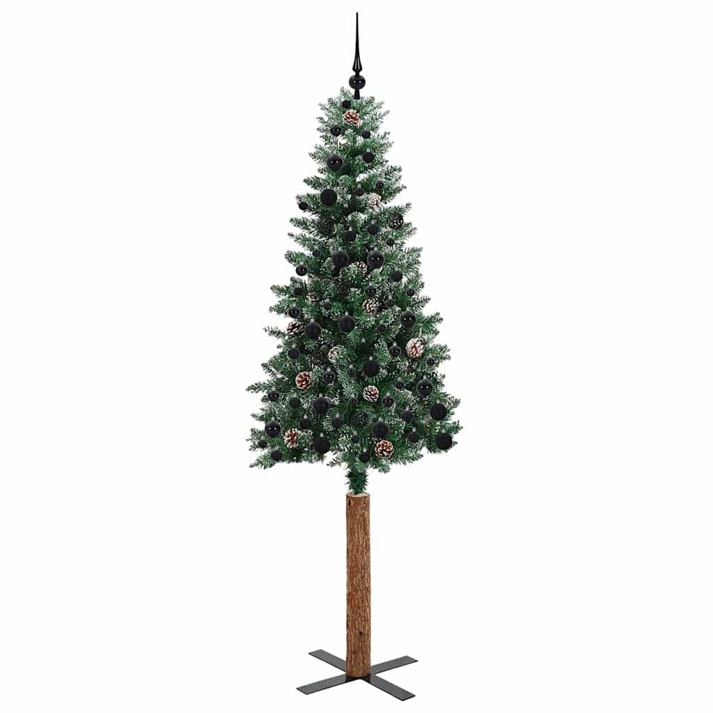 Brad de Crăciun subțire cu 300 LED Verde și alb 210 cm GartenMobel Dekor