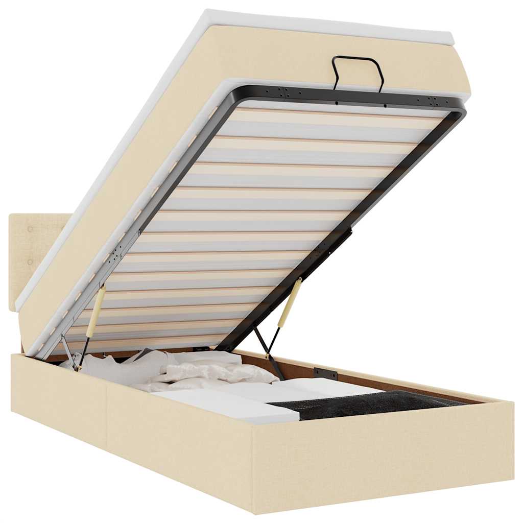 Pat otoman cu saltea crem 90x200 cm stofa GartenMobel Dekor