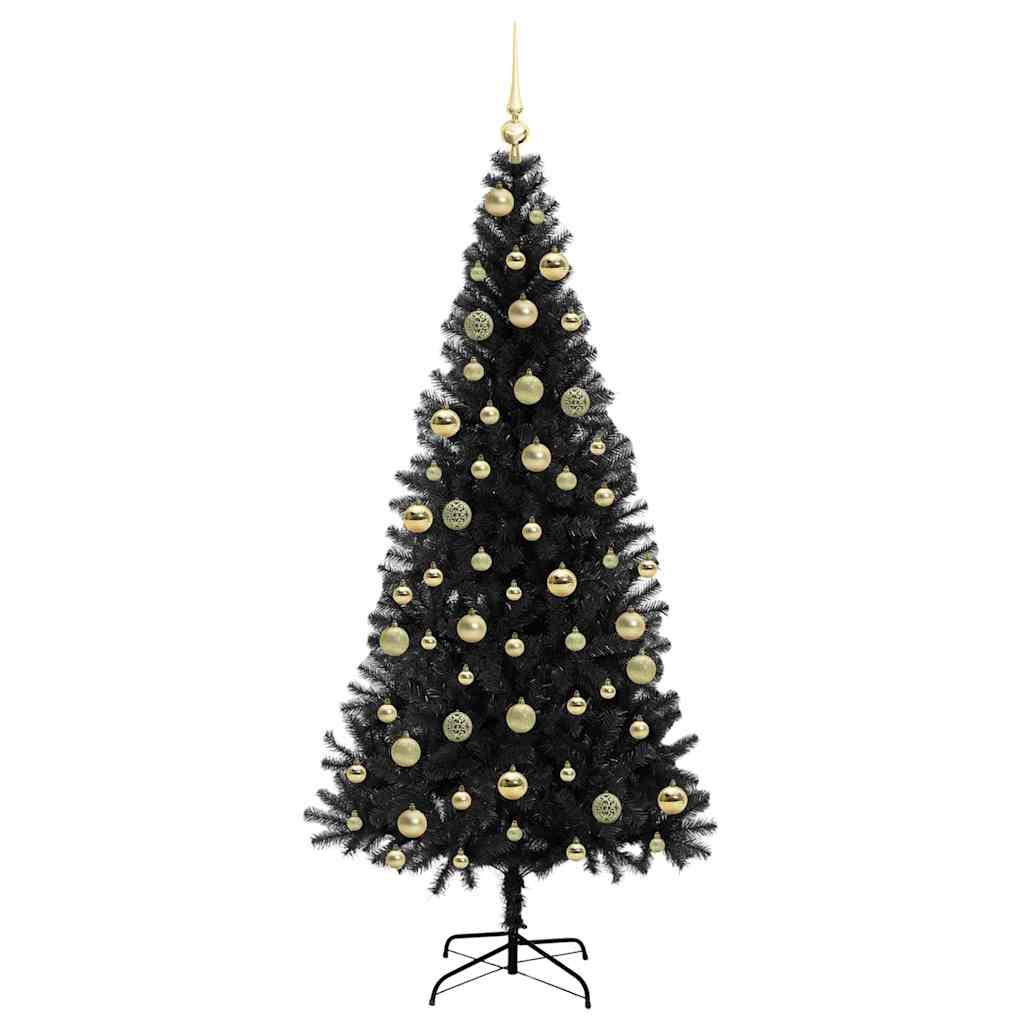 Brad de Crăciun cu 300 LED cu suport Negru 210 cm PVC GartenMobel Dekor