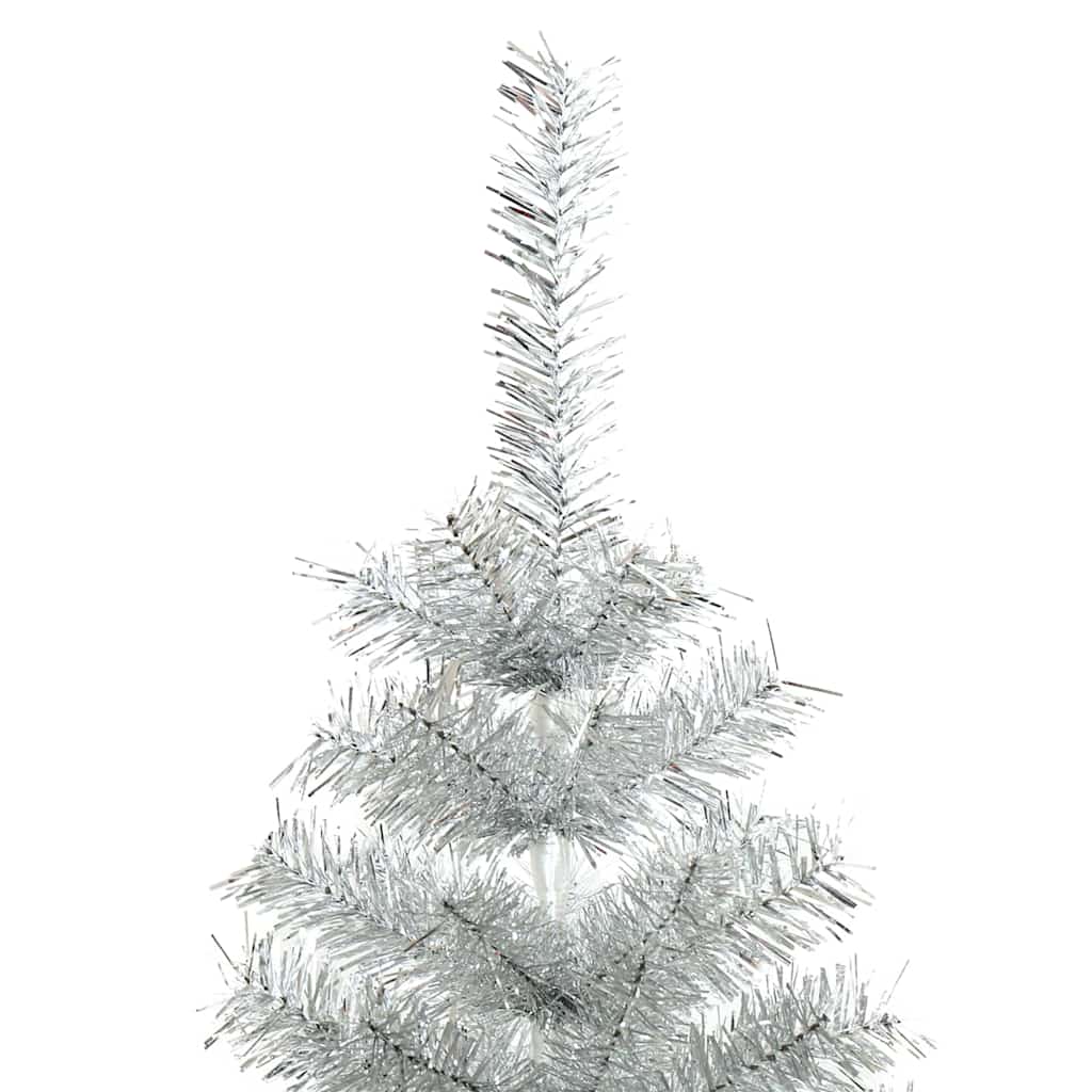 Brad de Crăciun cu 300 LED cu suport Argintiu 210 cm PET GartenMobel Dekor