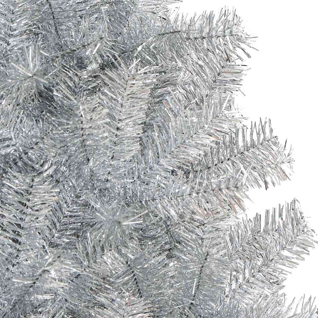 Brad de Crăciun cu 300 LED cu suport Argintiu 210 cm PET GartenMobel Dekor