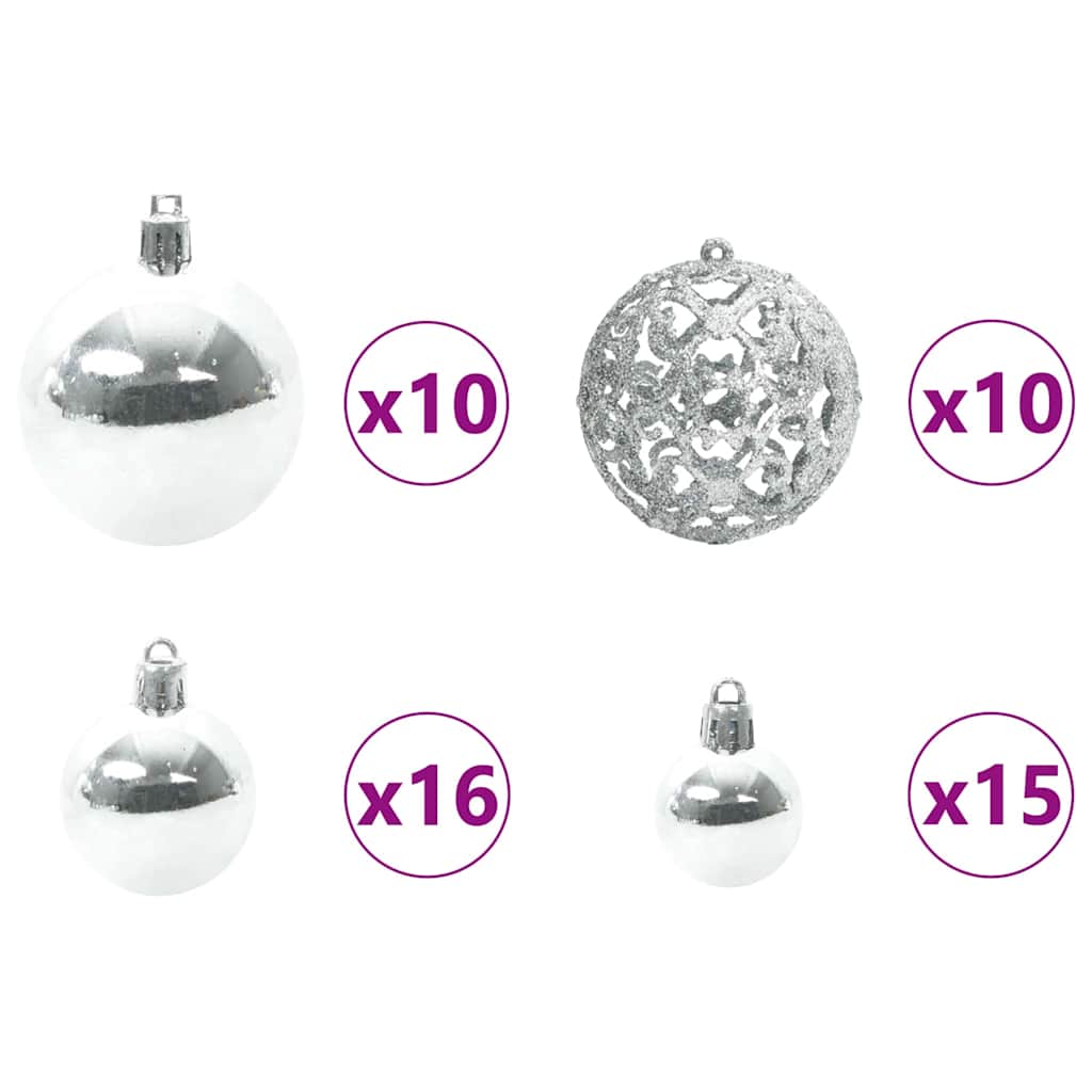 Brad de Crăciun cu 300 LED cu suport Argintiu 210 cm PET GartenMobel Dekor