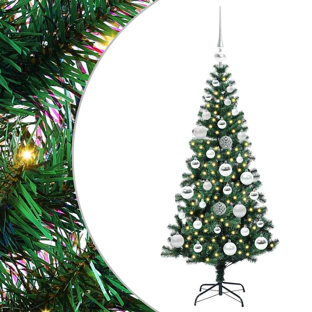 Pom de Crăciun artificial pre-iluminat Verde 120cm PVC și Metal GartenMobel Dekor