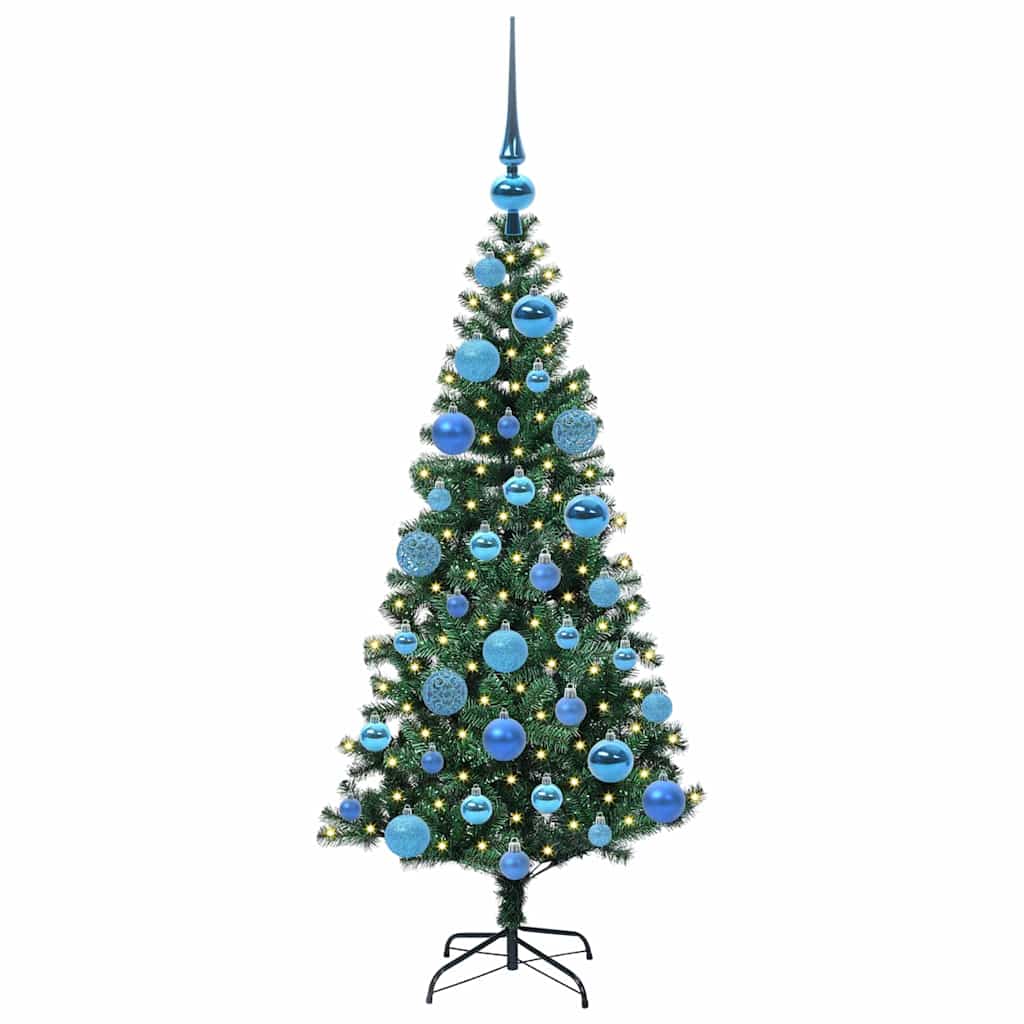 Pom de Crăciun artificial pre-iluminat Verde 120cm PVC și Metal GartenMobel Dekor