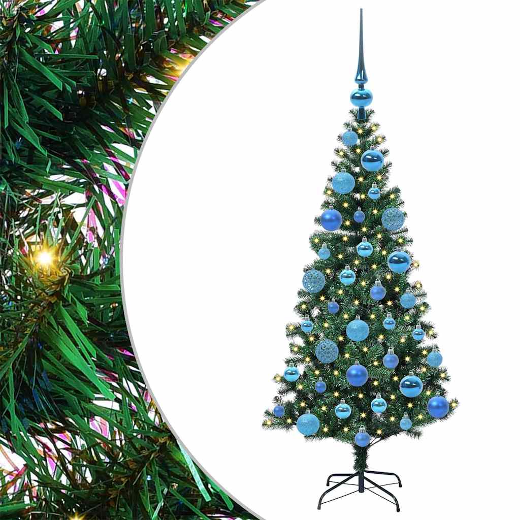 Pom de Crăciun artificial pre-iluminat Verde 120cm PVC și Metal GartenMobel Dekor