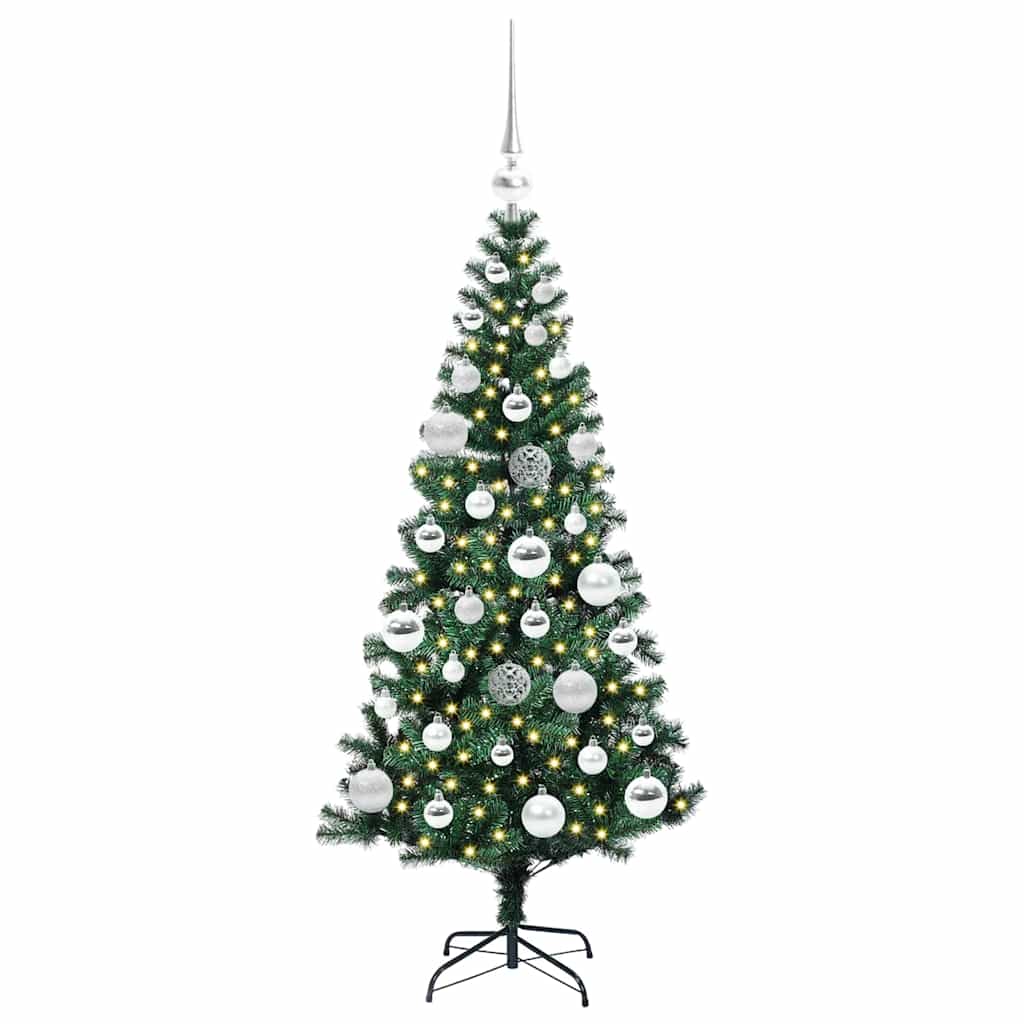 Pom de Crăciun artificial pre-iluminat Verde 120cm PVC și Metal GartenMobel Dekor
