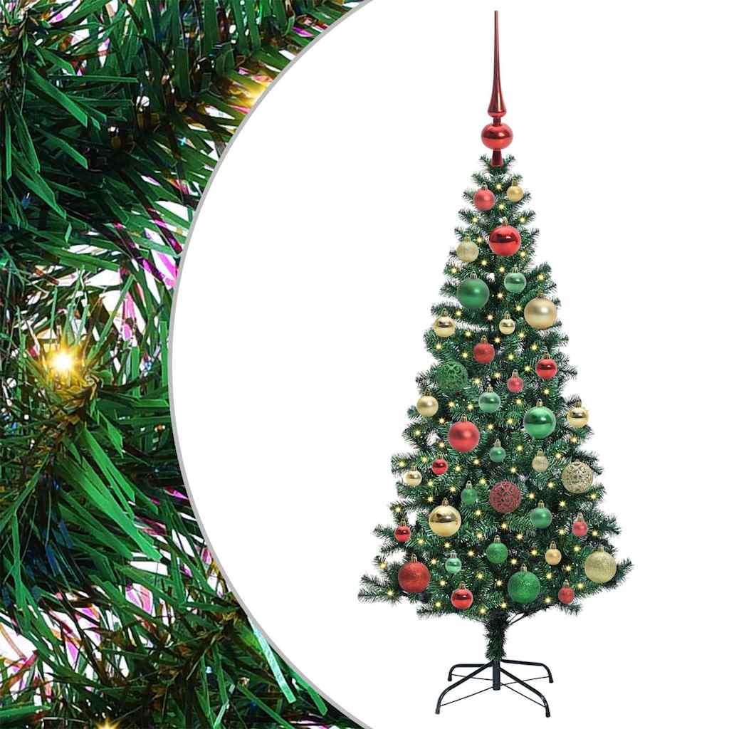 Pom de Crăciun artificial pre-iluminat Verde 120cm PVC și Metal GartenMobel Dekor