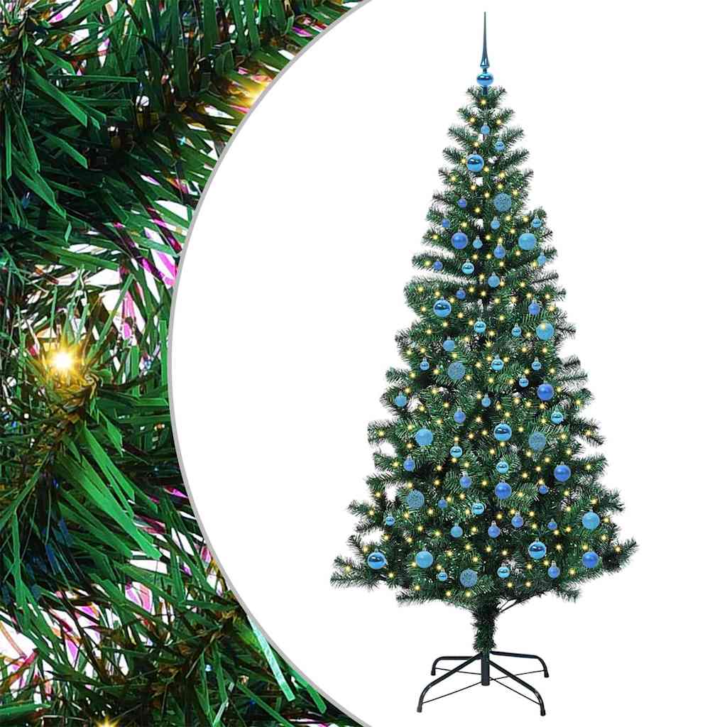 Pom de Crăciun artificial pre-iluminat Verde 240cm PVC și Metal GartenMobel Dekor