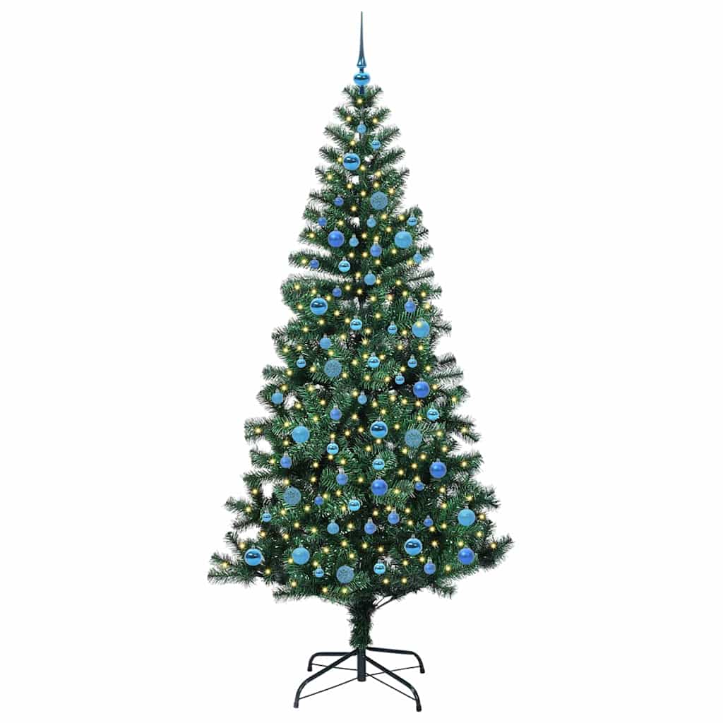 Pom de Crăciun artificial pre-iluminat Verde 240cm PVC și Metal GartenMobel Dekor