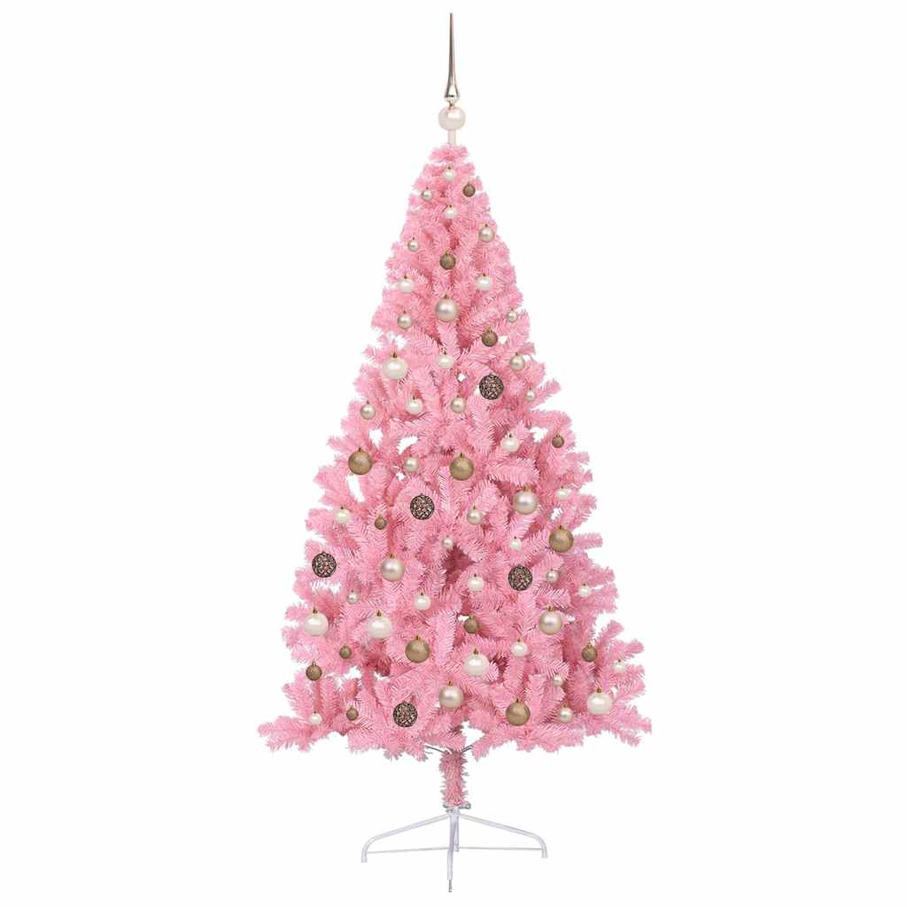 Brad de Crăciun artificial pre-iluminat Roz 210 cm PVC GartenMobel Dekor