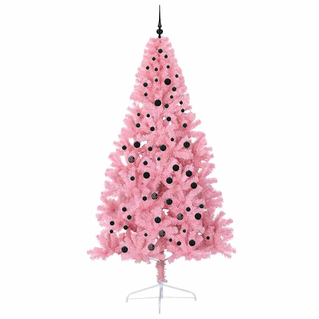 Brad de Crăciun artificial pre-iluminat Roz 240 cm PVC GartenMobel Dekor