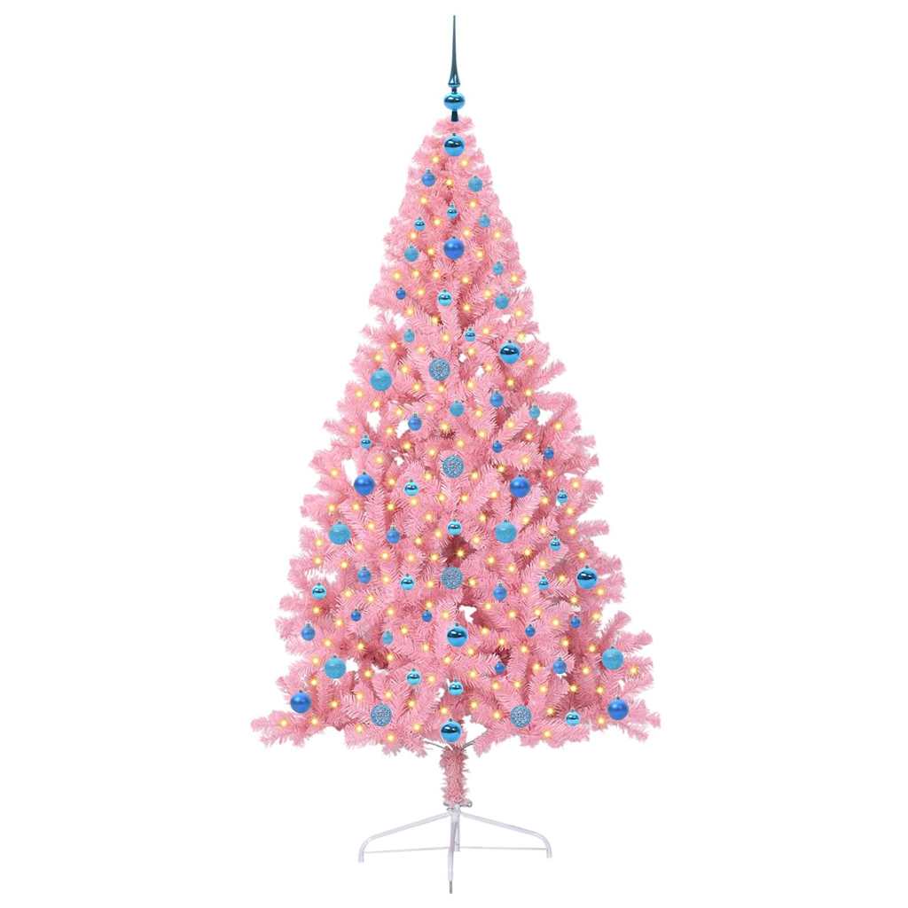 Pom de Crăciun artificial pre-iluminat Roz 210 cm PVC GartenMobel Dekor