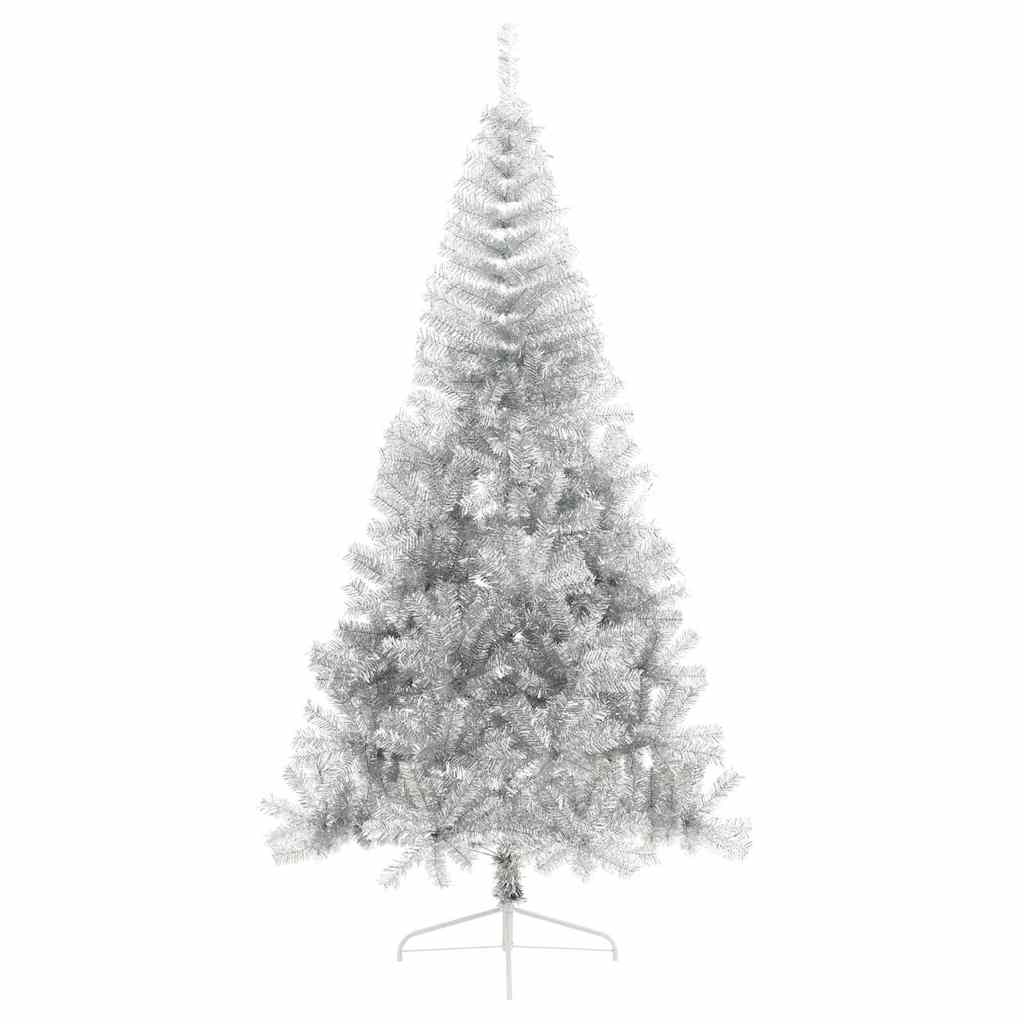 Brad de Crăciun artificial pre-iluminat Argintiu 240 cm PET GartenMobel Dekor