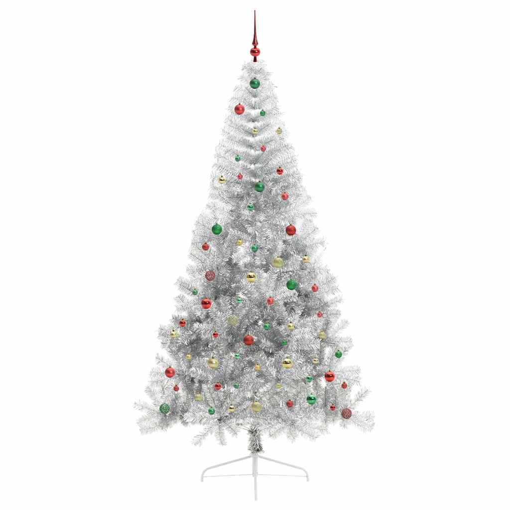 Brad de Crăciun artificial pre-iluminat Argintiu 240 cm PET GartenMobel Dekor