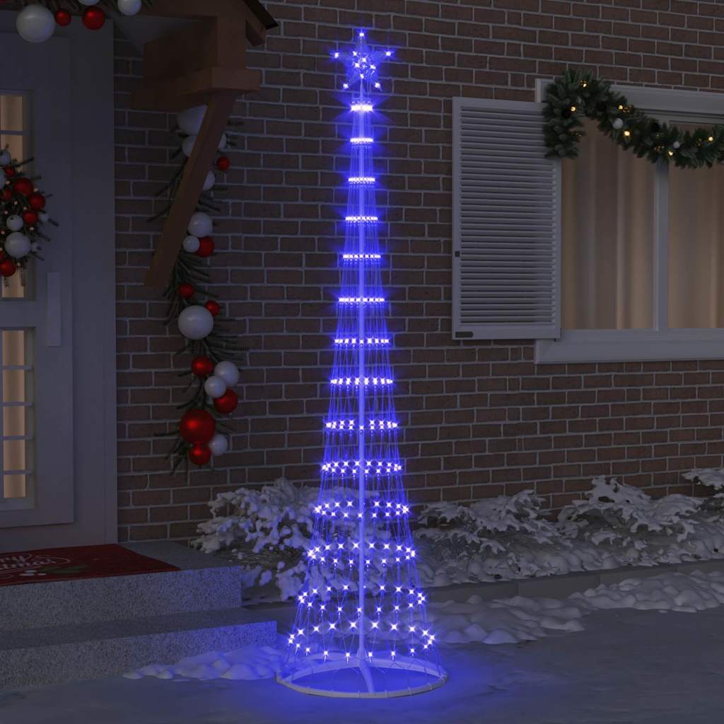 Brad de Crăciun LED albastru 138.5 x 138.5 x 399 cm Metal GartenMobel Dekor