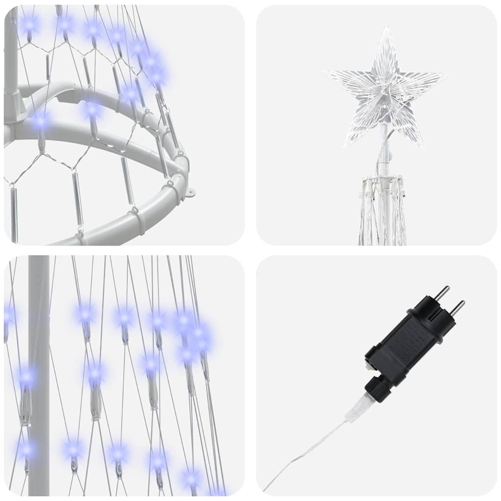 Brad de Crăciun LED albastru 138.5 x 138.5 x 399 cm Metal GartenMobel Dekor
