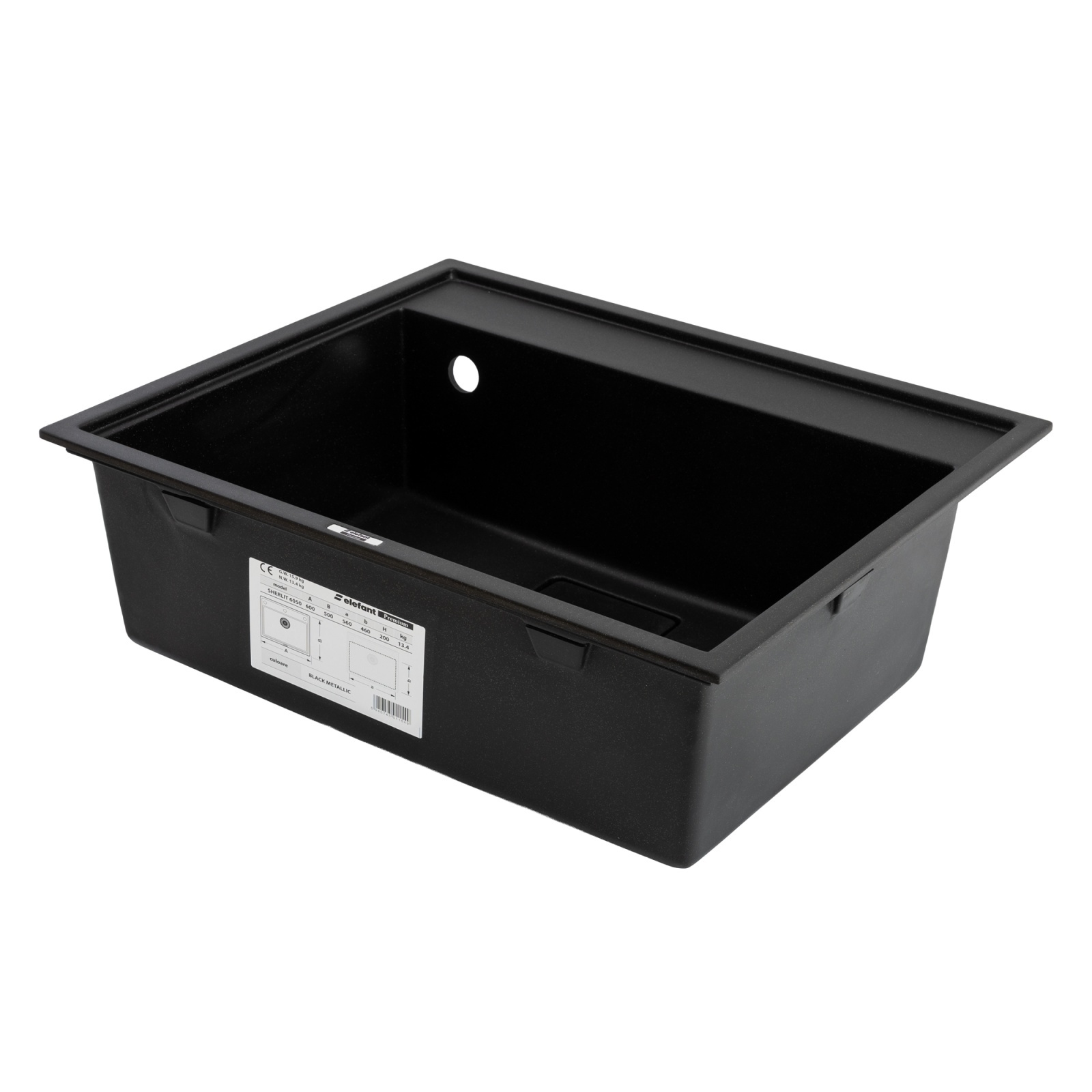 Chiuveta de bucatarie Elefant Premium SHERLIT, Negru metalic 600x500 mm Innovative ReliableTools