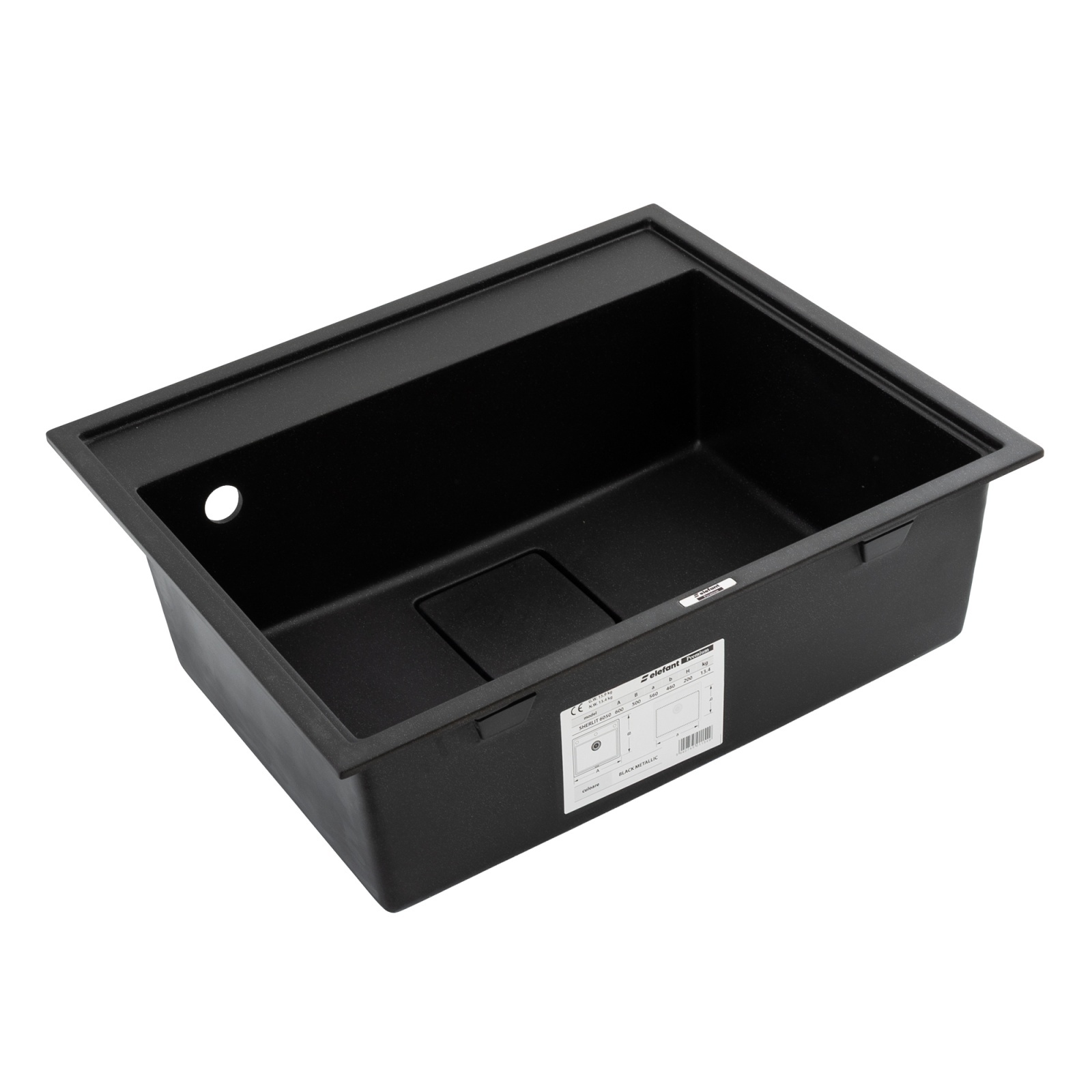 Chiuveta de bucatarie Elefant Premium SHERLIT, Negru metalic 600x500 mm Innovative ReliableTools